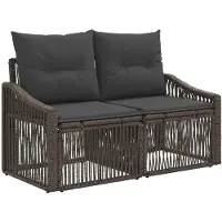 vidaXL Canapé de jardin 2 places, gris, en polyrotin
