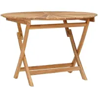 Syfax Table de jardin pliante Naturel Ø 110 x 75 cm