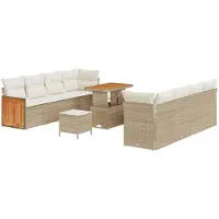 vidaXL Ensemble de canapés de jardin avec coussins, 11 pièces, beige et crème