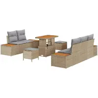 vidaXL Ensemble de canapés de jardin , 8 pièces, 7 places, beige et gris clair