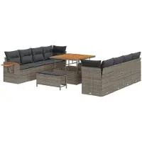 vidaXL Ensemble de canapés de jardin , 11 pièces, gris, en polyrotin
