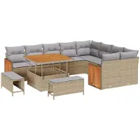 vidaXL Ensemble de canapés de jardin avec coussins (12 pièces), beige et gris clair