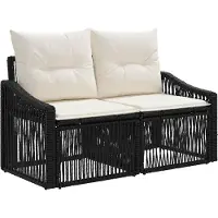 vidaXL Ensemble de canapés de jardin , 6 pièces, en rotin synthétique noir
