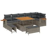 Syfax Ensemble de canapé de jardin 9 pcs Gris polyrotin