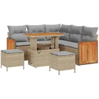 vidaXL Ensemble de canapés de jardin avec coussins, 8 pièces, beige et gris clair