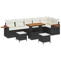 Syfax Ensemble de canapé de jardin 9 pcs Noir polyrotin