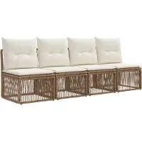 vidaXL Canapé 4 places, 4 pièces, beige, en polyrotin
