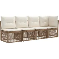 vidaXL Ensemble de canapés de jardin , 11 pièces, beige et blanc crème, en polyrotin