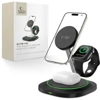 Tech-Protect Qi15W-A46 3In1 Magnetic Magsafe Wireless Charger Noir