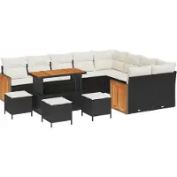 vidaXL Ensemble de canapés de jardin avec coussins, 13 pièces, noir et crème