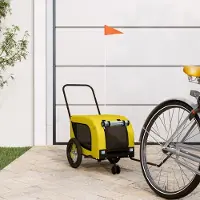Prolenta Maison Exclusive - Remorque pour vélo, pour chiens, jaune et noire, en tissu Oxford et en fer