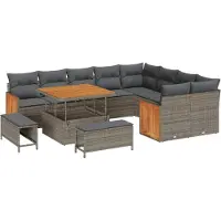 vidaXL Ensemble de canapés de jardin avec coussins, 12 pièces, gris