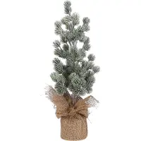 House of Seasons Sapin de Noël artificiel dans un sac en jute - H45 x Ø23 cm - Vert Frosted