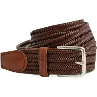 Gant pour homme. 9940161 Ceinture en cuir élastique tressé marron (110 cm), Casuel, Classique