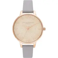 Olivia Burton Montre - - OB16GD45 - Cuir Gris - Analogique - Vintage