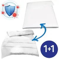 Sleezzze Couette matelassée en microfibre 4 saisons, 155 x 220 cm, poids de garnissage : env. 900 g, ultra-légère + housse de couette Setex pour personnes allergiques, 155 x 220 cm