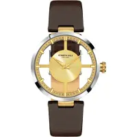 Kenneth Cole Montre - - 10022539A - Cuir marron - Cadran doré - 36 mm étanche 3 ATM