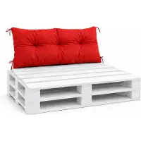 VBChome Coussin pour palettes Europe – Meubles, jardin, balcon – 12 couleurs – Rembourrage en flocons de mousse – Bandes de fixation incluses – Rouge – Coussin de dossier 120 x 40 cm