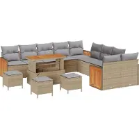 vidaXL Ensemble de canapés de jardin avec coussins (14 pièces), beige et gris clair