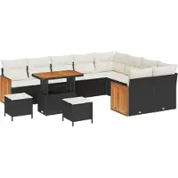 vidaXL Ensemble de canapés de jardin avec coussins (12 pièces), noir et crème
