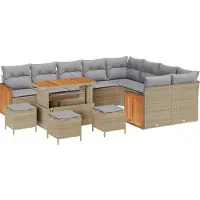 vidaXL Ensemble de canapés de jardin avec coussins, 13 pièces, beige et gris clair