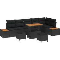 vidaXL Ensemble de canapé de jardin avec coussins 9 pcs noir