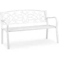 Relaxdays Banc de jardin 10036721_0 blanc métal 124,5 cm