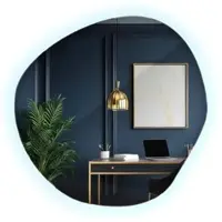 Tulup (57,5x58 cm) Miroir Lumineux LED Irrégulier Asymétrique Lumière Blanc Froid Design Moderne Salon Chambre
