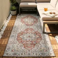 FRAAI Tapis de couloir lavable | Domingo Mandala terra | 80x200cm | Terracotta | Tapis de couloir | Tapis