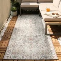 FRAAI Tapis de couloir lavable | Domingo Mandala Blanc | 80x200cm | Blanc | Tapis de couloir | Tapis