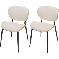 Mendler Lot de 2 chaises de salle à manger HWC-O45, chaise, bois courbé similicuir 280g/m² Öko-Tex MVG naturel, blanc