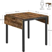 Songmics Esstisch Klappbar Klein Vintagebraun Tintenschwarz (120 x 78 x 76.20 cm)
