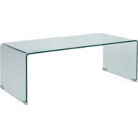 Oviala Table basse rectangulaire L110 cm en verre trempé transparent - Greta