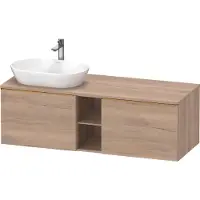 Duravit D-Neo Meuble sous-vasque en console suspendu (découpe à gauche), 1400x459x550mm, 2 tiroirs, 2 compartiments ouverts, avec poignée bronze brossé, DE4950L04550000