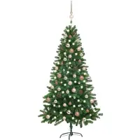 vidaXL Arbre de Noël artificiel pré-éclairé et boules 150 cm Vert