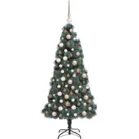 vidaXL Arbre de Noël artificiel pré-éclairé avec jeu de boules vert