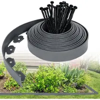UISEBRT 40m Bordure de pelouse plastique Flexible Lawn Edging 120 Ancrage de bordure de jardin Clôture de parterre Limitation de pelouse Jardin Gris