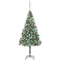 vidaXL Arbre de Noël artificiel pré-éclairé/boules pommes de pin 180cm
