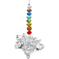 Bahadra Collier Feng Shui en cristal lotus avec chakra -- 10 cm