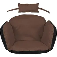 AIO Factory Coussin de jardin 112 x 113 cm pour fauteuil suspendu, motif nid de cigogne, imperméable, marron