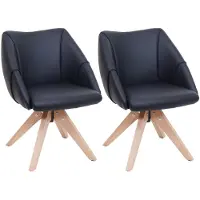 Mendler Lot de 2 chaises de salle à manger HWC-Q52, chaises de cuisine, chaises pivotantes, chaises rembourrées, chaises de table à manger, pivotantes, en bois et similicuir noir