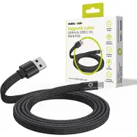 Mobile Origin Câble plat magnétique breveté original USB-A vers USB-C 1m, Noir