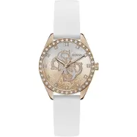 GUESS Montre à affichage analogique 'AVA' or / argent / blanc