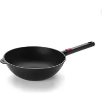 Norbert Woll Wok en fonte Woll Eco Logic QXR : manche amovible, Ø 28 cm, hauteur 10 cm, compatible avec tous les types de cuisinières, y compris l'induction