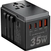 Dudao A35Pro 35W EU/ UK/ AUS/ US/ JP Travel Adapter Black