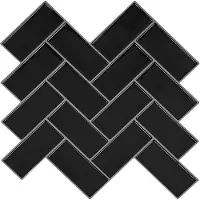 vidaXL Carreau En Chevron 10 Pcs Noir 30 X 30 Cm Polyuréthane Et Pet