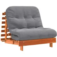 vidaXL Futon Canapé-lit avec matelas Marron 80x206x11 Pin massif