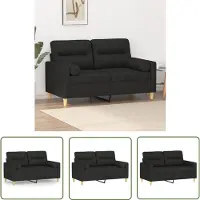 vidaXL Canapé 2 places avec oreillers décoratifs noir 120 cm tissu