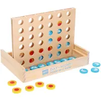 Petit Collage Day + Night Four In A Row Wooden Board Game Doré Enfants