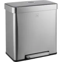 SVITA LT2X30 Poubelle 60l Poubelle à pédale 2 compartiments avec couvercle argenté